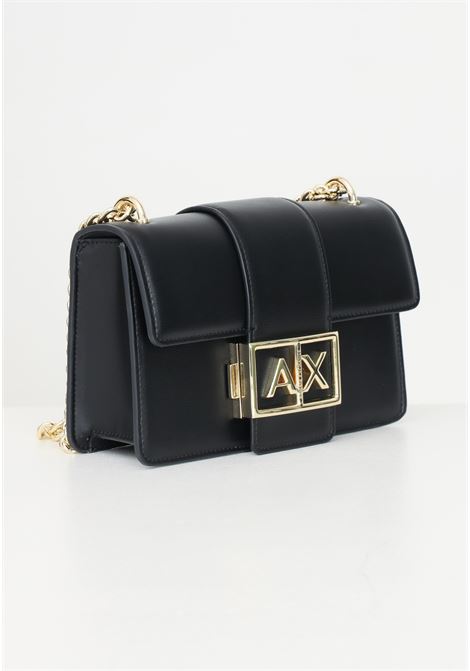 Black women's shoulder bag with metallic AX logo ARMANI EXCHANGE | 9491954F78600020